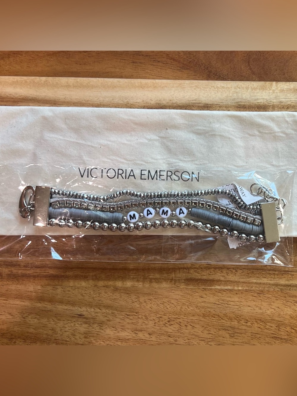 New Victoria Emerson Silver and Gray 'MAMA' Layered Bracelet